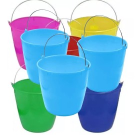 MDJ Cubeta De Plástico Flexible 3 Cubetas De 15 Lt Asa De Metal