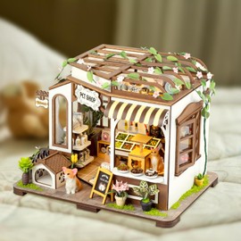 DIY Miniature House Kit, Miniature Dollhouse Kit, 3D Wooden Craft Model Kit with Furniture, Tiny House Model Kits, Tiny House Pet Shop, Ideal for Creating A Charming Scene - Kelly's Pet Shop