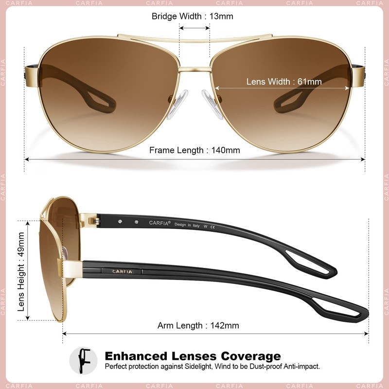 CARFIA Retro Polarised Womens Mens Sunglasses UV400 Protection Outdoors Driving