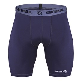 Sanabul Mens Compression Shorts for Martial Arts BJJ Grappling Nogi Shorts - Navy Blue, X-Large