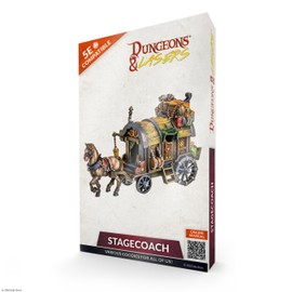 Dungeons & Lasers Stagecoach with Horse DND Miniature Accessory - 28mm Scale - 5E Compatible for Tabletop Terrain and RPG Games - Highly Detailed and Unpainted - for 14 Years +