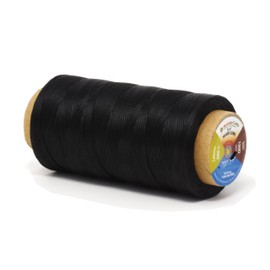 Mandala Crafts Black Flat Waxed Thread for Leather Sewing Thread - Polyester Waxed Leather Thread Waxed String - 273 Yds 150D 0.8mm Waxed Cord for Leather Stitching