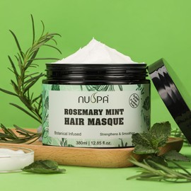 Mascarilla Capilar De Romero Y Menta Para Cabello Dañado, Seco Y Encrespado. Contra La Sequedad Y El Daño. Mascarilla Acondicionadora Profunda Con Reparación Intensiva De Enlaces.