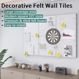 Felt Cork Board for Wall: Extra Large Bulletin Board for Office - 0.35 Inch Thick Corkboard Tiles 6 PCS Light Gray Pin Board Squares Adhesive