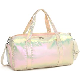 Gym Bag Sports Duffle Bag with Wet Pocket Dance Bag Overnight Bag with Waterproof Shoe Pouch and Air Hole for Girls Kids Women Travel Foldable Bag