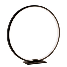 MASIVEL Modern Circle Table Lamp LED Warm Light Nightstand Lamp Black Reading Table Lamp with Dimmable Touch Control for Reading Bedroom and Office