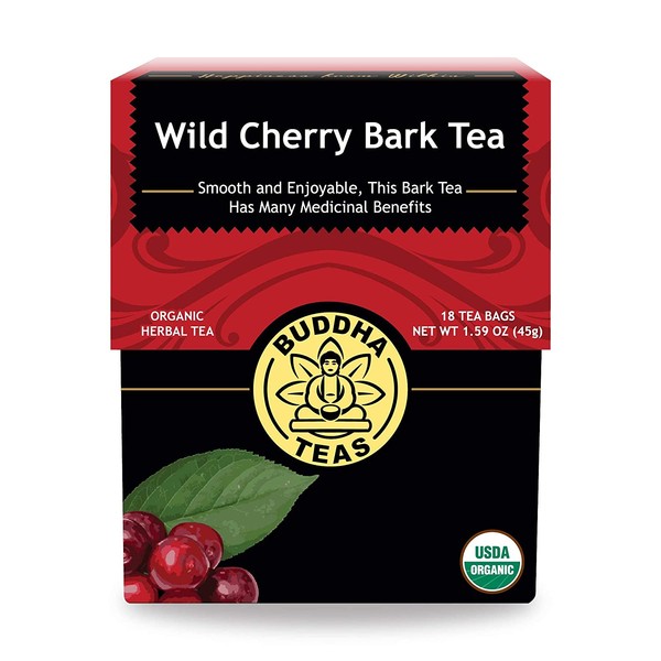 Organic Wild Cherry Bark Tea - Kosher, Caffeine-Free, GMO-Free - 18 Bleach-Free Tea Bags