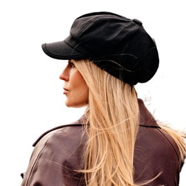 Comhats Fall Visor Beret Newsboy Hat Cap for Women Ladies Pageboy Cabbie Merino Wool Black Cotton Filling Lining Medium