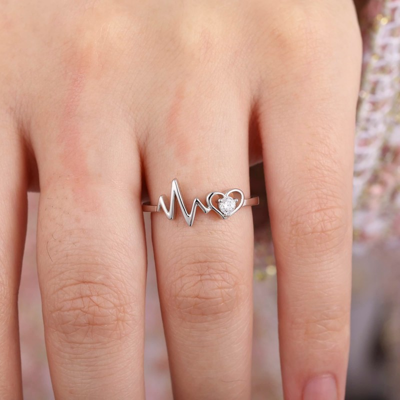 Arvaleff 925 Sterling Silver Rings for Women Wedding Band Heart