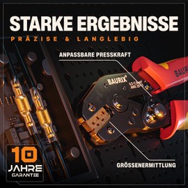 BAURIX® Crimping Pliers, Crimping Pliers for 0.50–2.50 mm² Connectors, Single Crimping Pliers, Crimp Pliers, Blade Connector Sleeve Pliers, Crimping Tool