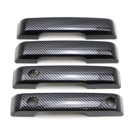 Dreamseek Door Handle Cover for Ford F-150 F150 4DR 2021 2022 2023 Exterior ABS Molding Trim Decoration Protector w/ 2 Smart Keyhole (Carbon Fiber Pattern)