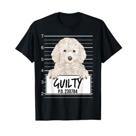 Funny White Poodle Mugshot Guilty Dog T-Shirt for Men Women Kids