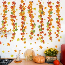 3 Sheets Maple Leaves Vine Wall Sticker Fall Leaf Wall Decal Removable Peel and Stick Autumn Wall Art Decor for Sofa Background Baby Bedroom Nursery Room Decorations