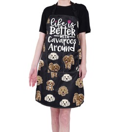 PXTIDY Cavapoos Lover Apron Cavapoos Gifts Life is Better With Cavapoos Around Kitchen Apron Cavapoo Dog Mom Gifts