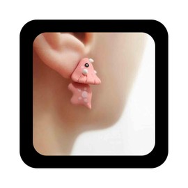Enautoabs Cute Cartoon Animal Earrings Funny Animal Bite Earrings 3D Clay Stud Earrings Dinosaur Shark Dog Hippo Whale Crocodile Earrings Jewelry For Women(Pink Dinosaur)