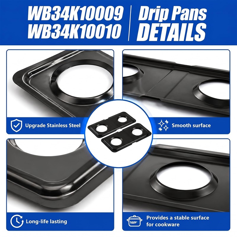 WB34K10009 WB34K10010 Gas Stove Drip Pans for GE Range 16.6