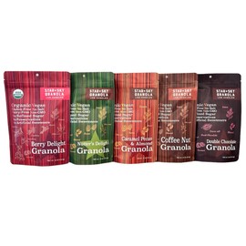 Star Sky Granola Pack of 5 Variety (Caramel Pecan & Almond Granola 10 oz + Berry Delight Granola 10 oz + Nutter's Delight Granola 10 oz + Coffee Nut Granola 10 oz + Double Chocolate Granola 10 oz)
