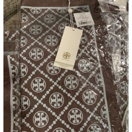 Tory Burch New W Tags Tory Burch Monogram logo Square Scarf Shawl  Brown / Blue Mist 27x27