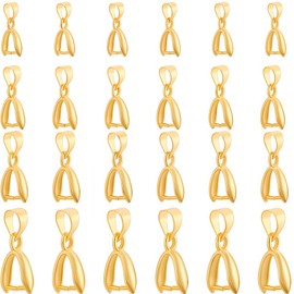 SUNNYCLUE 1 Box 120Pcs 4 Styles Brass Pendant Clasps Gold Pinch Bail Bulk Metal Golden Clip Bail Dangle Charm Clasp Bead Pendants Buckles Connectors Findings for jewellery Making DIY Necklace Bracelet
