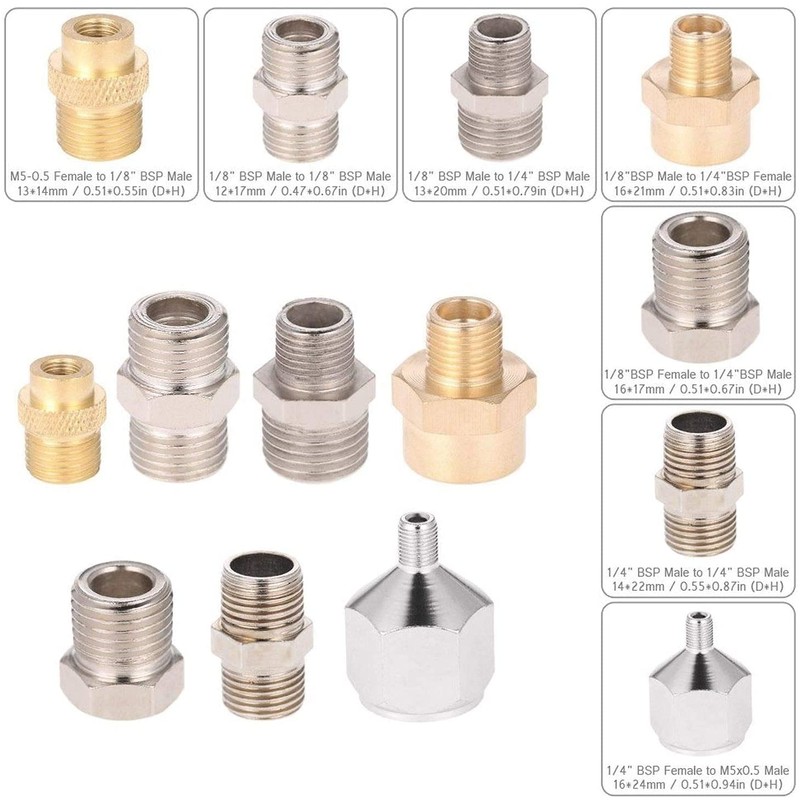 Chiloskit 7pcs Airbrush Hose Adaptor Connector Fitting Set, 1/4 to