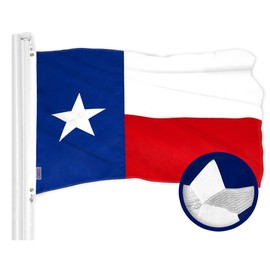 G128 Combo Pack: American USA Flag 1x1.5 Ft & Texas TX State Flag 1x1.5 Ft | Both ToughWeave Series Embroidered 300D Polyester, Embroidered Design, Indoor/Outdoor, Brass Grommets