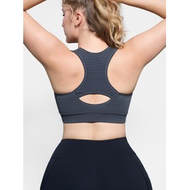 Fittin Womens Padded Sports Bras Wire Free with Removable Pads Grey/black/Blue ,L ,(Pack of 3)