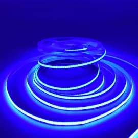 HAASHADA COB Strip Lights, DC12V 16.4ft/5m Super Bright Dimmable 38400LM LED Light Strips, High Density Non-Waterproof 1920 LEDs Ribbon Light, More Evener Lighting Than SMD Strip Lights (Blue)