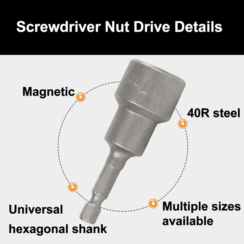 2 Pcs Screwdriver Nut Driver Bit, 16 mm Metric Hex