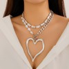 Chunky Heart Necklaces for Women Chunky Pearl Chain Stackable Heart