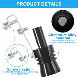Aoreun Turbo Sound Simulator Whistle, 2 Pieces Exhaust Whistle Car Turbo Sound Aluminium Alloy Turbo Exhaust Sound Booster, Silencer Car Modified Part XL for Tailpipes (Black)