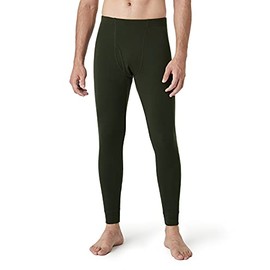 LAPASA Merino Wool Base Layer for Men, 100% Merino Wool Long Johns Pants, Mens Thermal Underwear Bottom Ski and Hunting, M68, Midweight, Medium, Green, 1 Pack