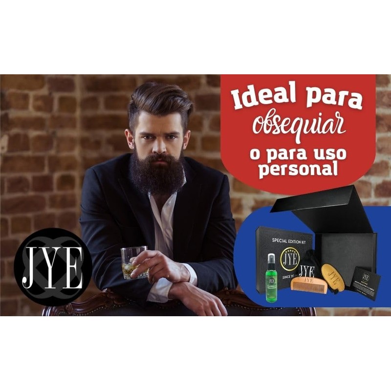JYE Kit para Barba y Bigote: Shampoo de Bergamota, Peine