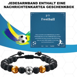 WUISOLQP Football Bracelet Gifts Boys Football Gifts for Son Teenager Grandson Nephew 5 6 7 8 9 10 11 12 Years Birthday Gift for Boys Natural Stone Football Bracelet (Yellow Drawstring Style), Unit