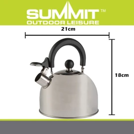 VFM e-Store - 2Ltr Kettle In Stainless Steel Compact Water Heater Easy To Use- Camping, Travel Holiday Accessories for summer - 18cm x 21cm Silver X 1
