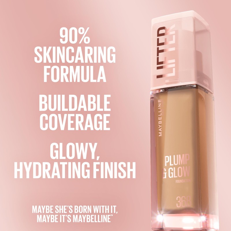 Maybelline Lifter Plump & Glow Foundation, Liquid Foundation with 2%