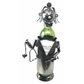 Atlantic Collectibles Lady Family Doctor On Duty Hospital Clinic Hand Made Metal Wine Bottle Holder Caddy Female Medical Practitioner