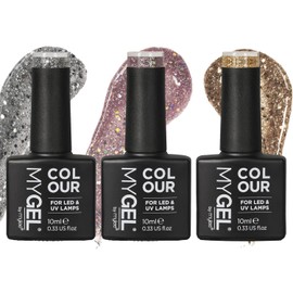 MyGel by Mylee Gel Nail Polish The Glitters Trio (3 x 10 ml) UV/LED Nail Art Manicure Pedicure for Professional Use in the Living Room and Home - Durable and Easy to Use
