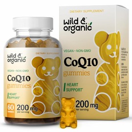 Wild  Organic CoQ10 Gomitas 200 mg  Coenzima natural Q10 suplemento nutricional  Apoyo antioxidante, ayuda a promover el bienestar cerebral y cardaco 