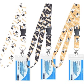 Cat Lanyard 3-Pack with Cat Face Design, Retractable ID Badge Holder for Cruise Ship Cards, Royal Caribbean Lanyard & Cruise Must Haves with Breakaway Clip