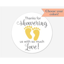40ct, Baby Shower Stickers, Thanks for Showering us, Girl Boy and Gender Neutral Shower Stickers (#681-1-YL)