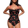 Zarisguat Fruits Cherry Print Women One Piece Swimsuits Tummy Control