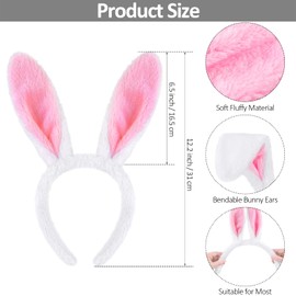 Aneco 2 Pack Bunny Headband Easter Bunny Ears Hairbands Plush Bunny Headband for Easter Party Favor Costume (Pink, Brown)