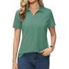 MAGCOMSEN Women Golf Polo Cotton Shirts Short Sleeve V-Neck Tshirt