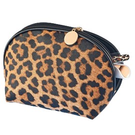 Small Cosmetic Bag with Leo Pattern, beige / brown, exotic