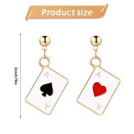 Poker Earrings for Women, Beautiful Aces Poker Stud Earrings, Hypoallergenic Hearts Ace Earrings, Funny Earrings, Jewellery Gift for Earrings, Festival, Party Decoration, Alloys