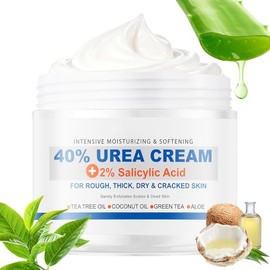 Hydrating Urea Cream for Feet,40% Urea 2% Salicylic Acid Feet Cream 5.29oz | Moisturizer Foot Skincare Cream for Rough,Dry Cracked Feet,Knees, Elbows,