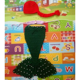 Vemonllas Newborn Photography Props Girls Star Headband, Bra & Mermaid Tail Baby Photoshoot Prop Outfits (Green)