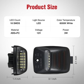 Nilight License Plate Lights Compatible with 2005 2006 2007 2008 2009 2010 2011 2012 2013 2014 2015 Toyota Tacoma 2000-2013 Tundra Red Triple OLED Tube 6000K White 2PCS Pack