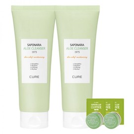 Kim Jeong-moon Aloe Cure Saponaria Aloe Cleanser 150g x 2p + 2X Cream 3.5g x 2p + Cleanser 2ml x 3p, 1 set 1 set / 김정문알로에 큐어 사포나리아 알로에 클렌져 150g x 2p + 2X 크림 3.5g x 2p + 클렌져 2ml x 3p, 1세트 1세트