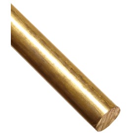 464 Brass Round Bar, Unpolished (Mill) Finish, H02 Temper, ASTM B21, 0.625" Diameter, 12" Length, OnlineMetals